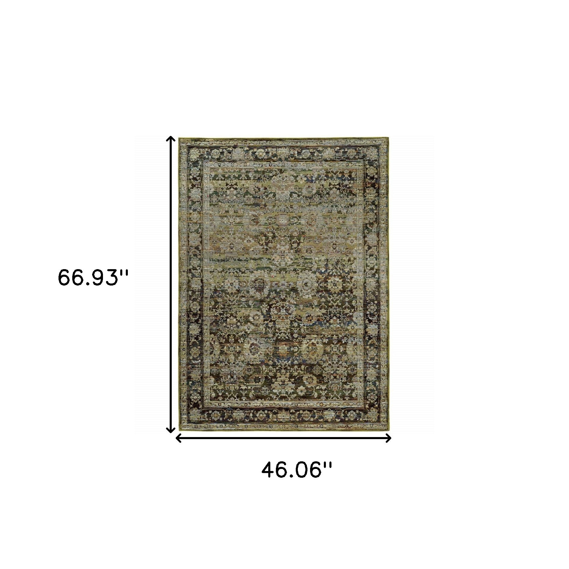 4' X 6' Green And Brown Floral Area Rug - Home & Garden