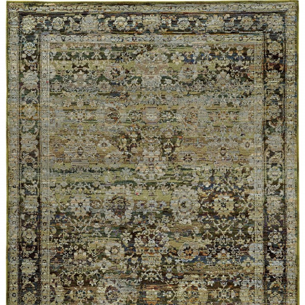 4' X 6' Green And Brown Floral Area Rug - Home & Garden