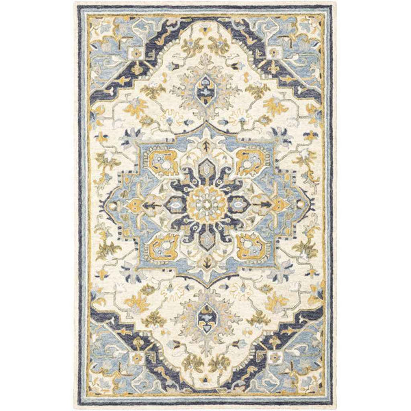 10'X13' Blue And Ivory Bohemian Rug