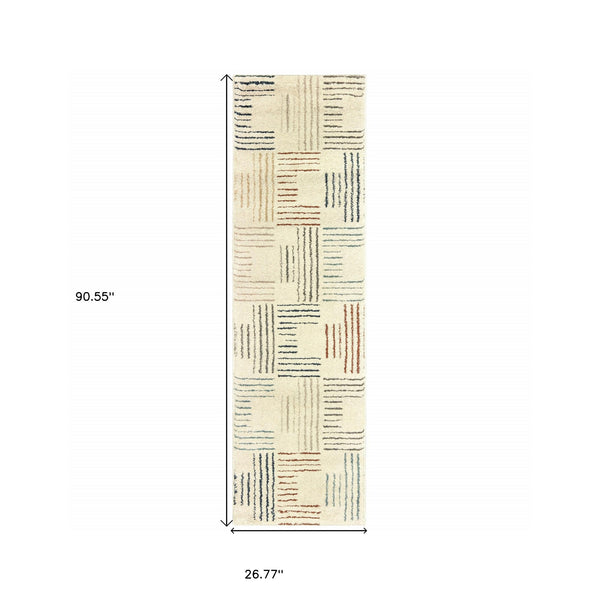 8' Ivory Multi Neutral Tone Scratch Indoor Runner Rug Default Title