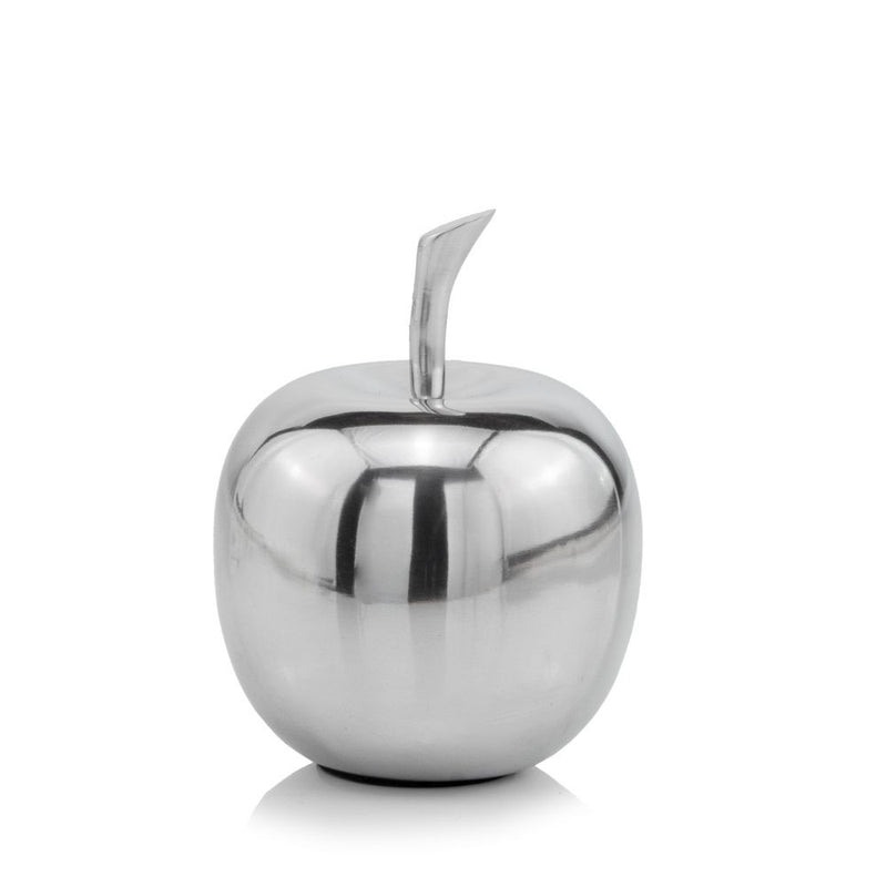 6" Silver Buffed Aluminum Decorative Apple Tabletop Sculpture - Home & Garden