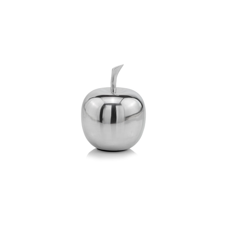 6" Silver Buffed Aluminum Decorative Apple Tabletop Sculpture - Home & Garden