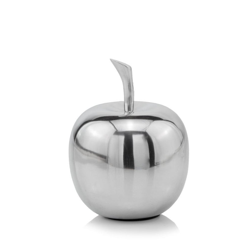 6" Silver Buffed Aluminum Decorative Apple Tabletop Sculpture - Home & Garden