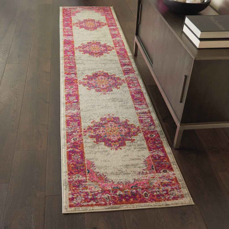 8' Fuchsia Power Loom Runner Rug