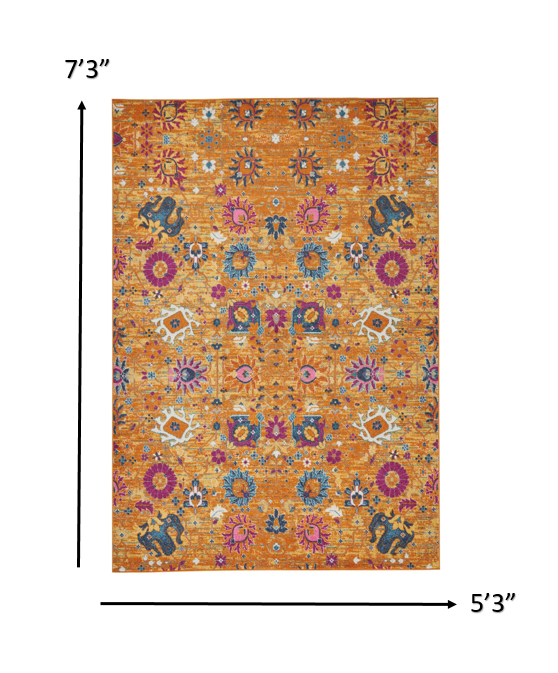 5' X 7' Sunset Floral Power Loom Area Rug