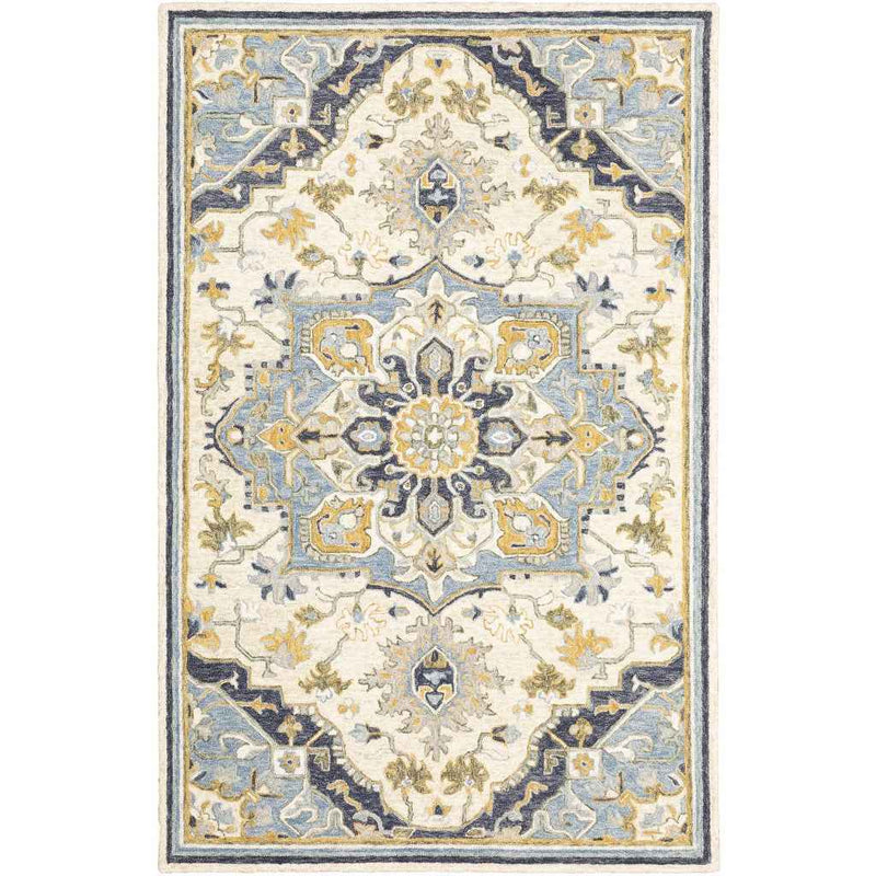 8'X10' Blue And Ivory Bohemian Rug
