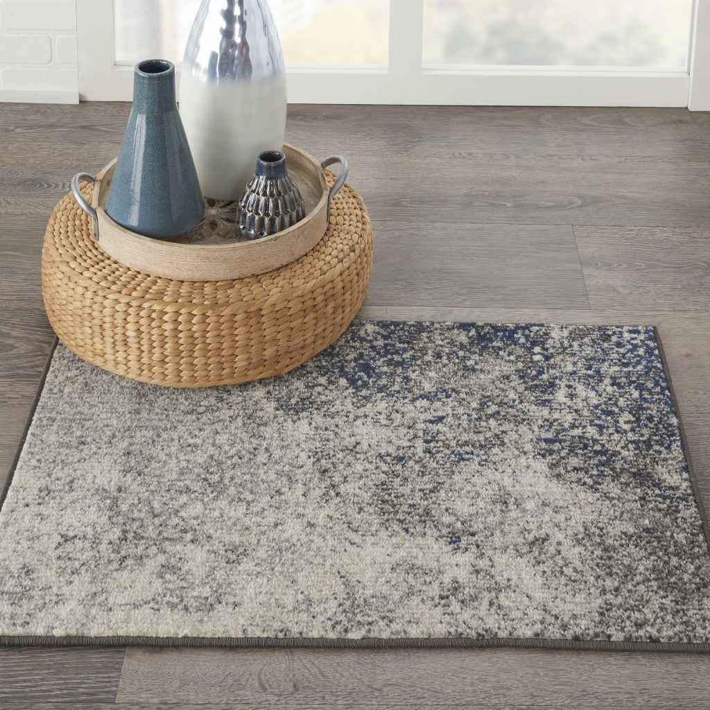 2' X 3' Gray And Ivory Abstract Power Loom Area Rug