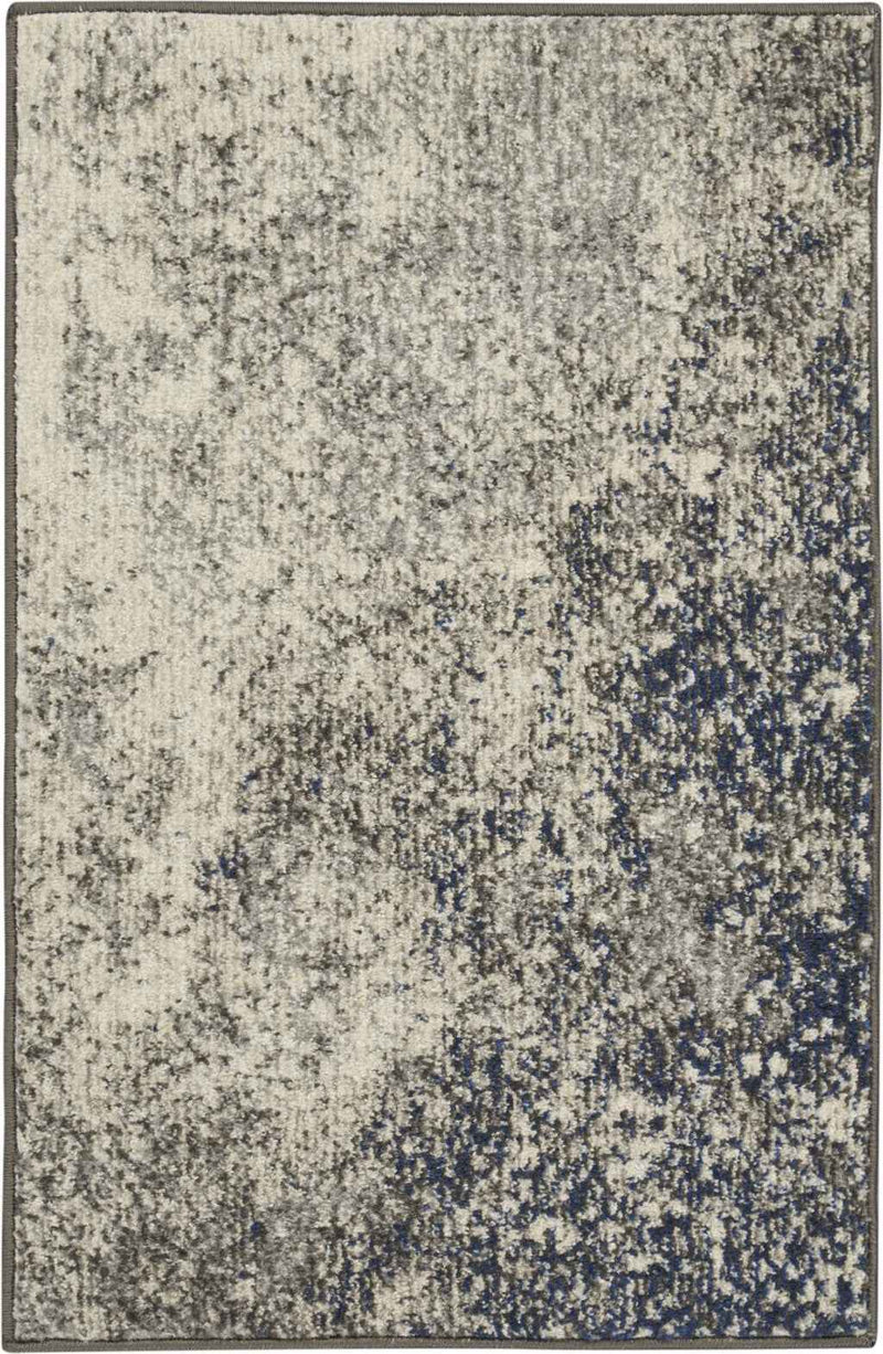 2' X 3' Gray And Ivory Abstract Power Loom Area Rug