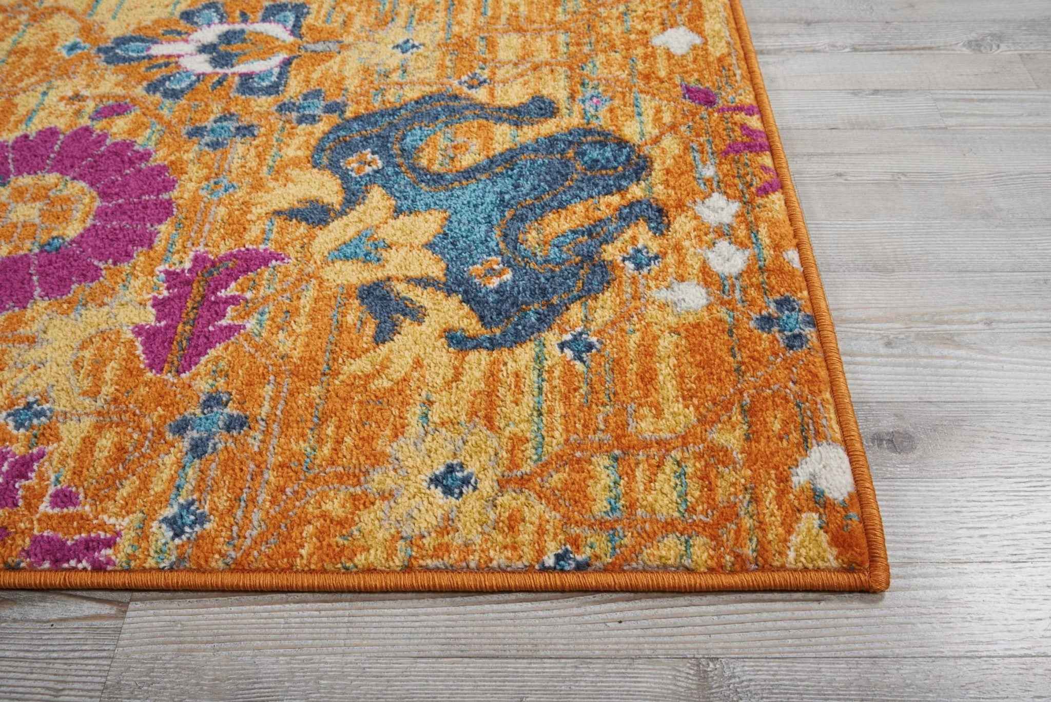 8’ X 10’ Sun Gold And Navy Distressed Area Rug
