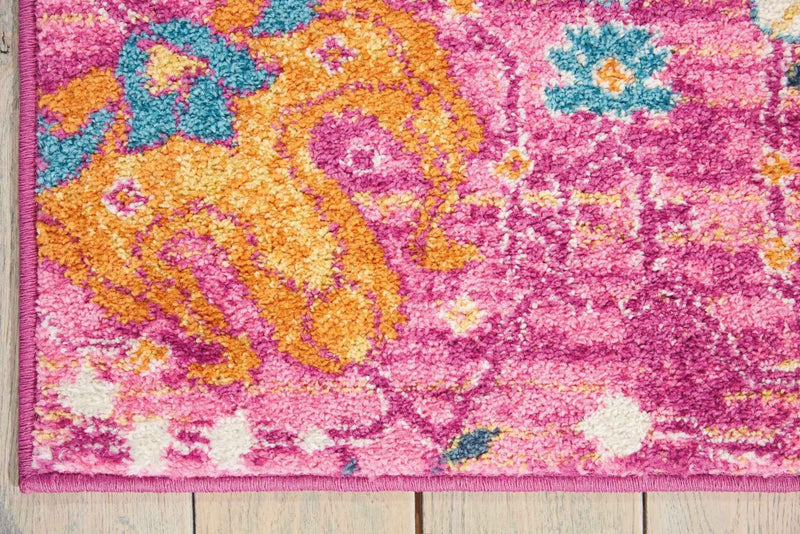 5' X 7' Fuchsia Floral Power Loom Area Rug