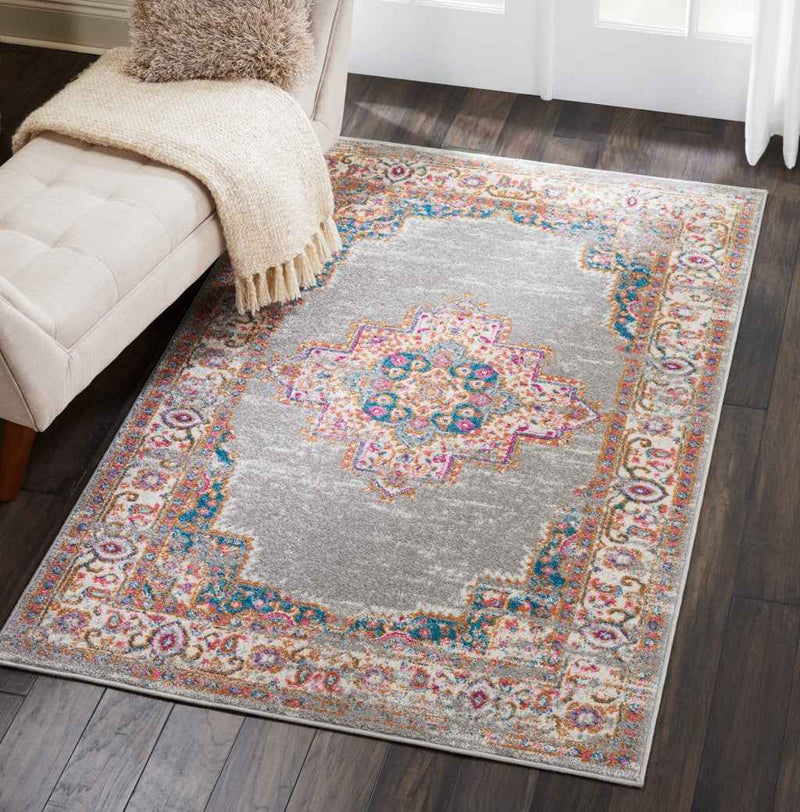 4' X 6' Gray Power Loom Area Rug