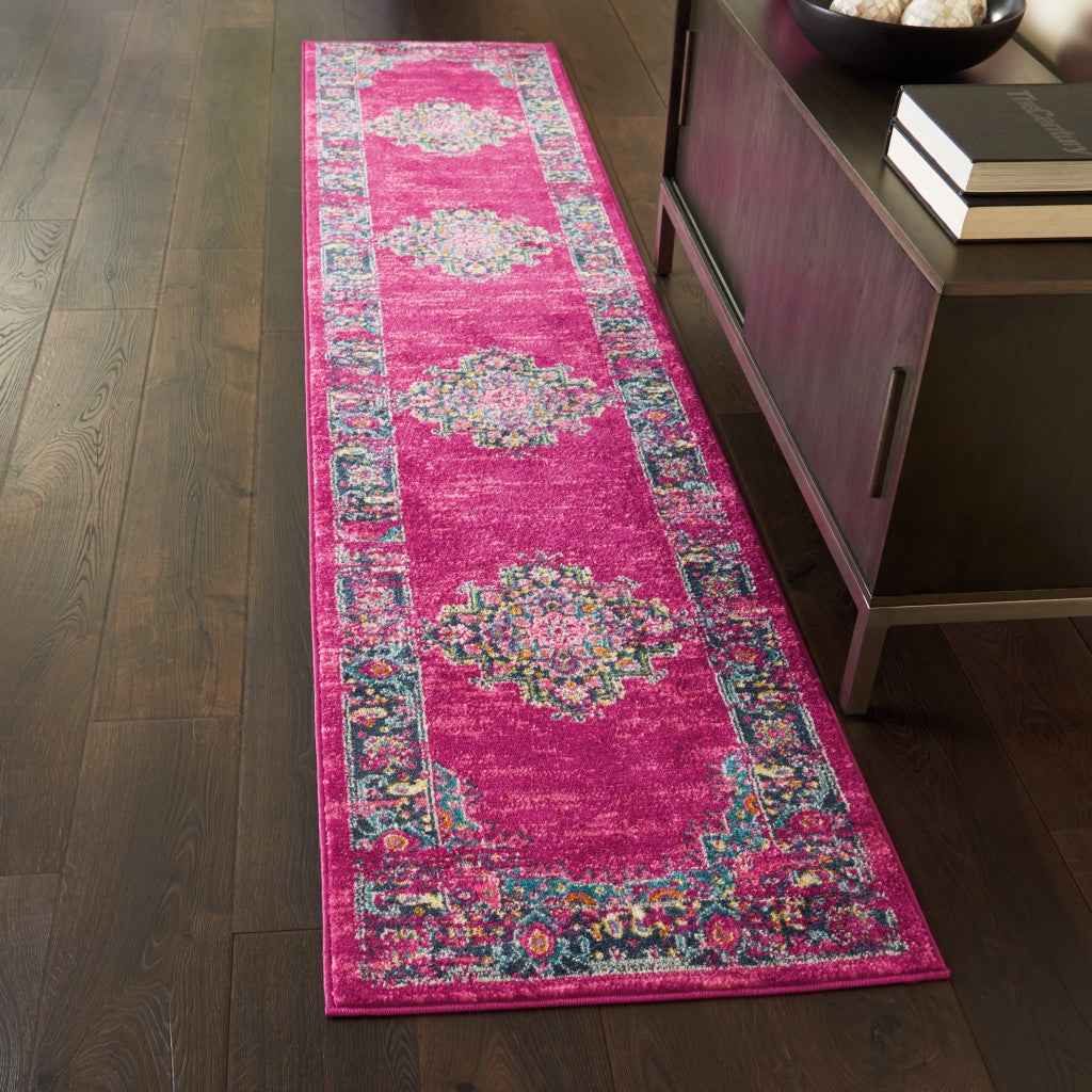 10' Fuchsia Power Loom Runner Rug