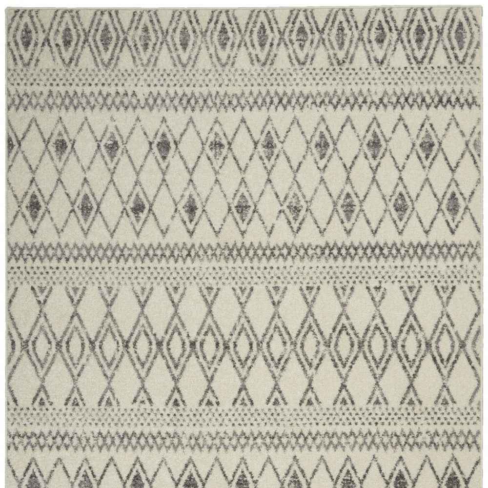 5' X 7' Gray Geometric Berber Power Loom Area Rug