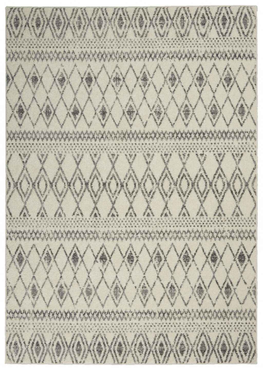 5' X 7' Gray Geometric Berber Power Loom Area Rug