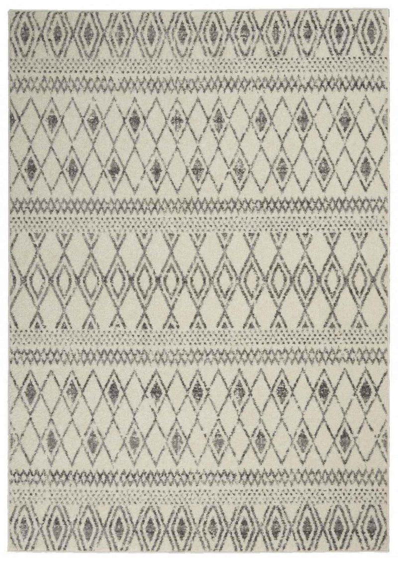 5' X 7' Gray Geometric Berber Power Loom Area Rug