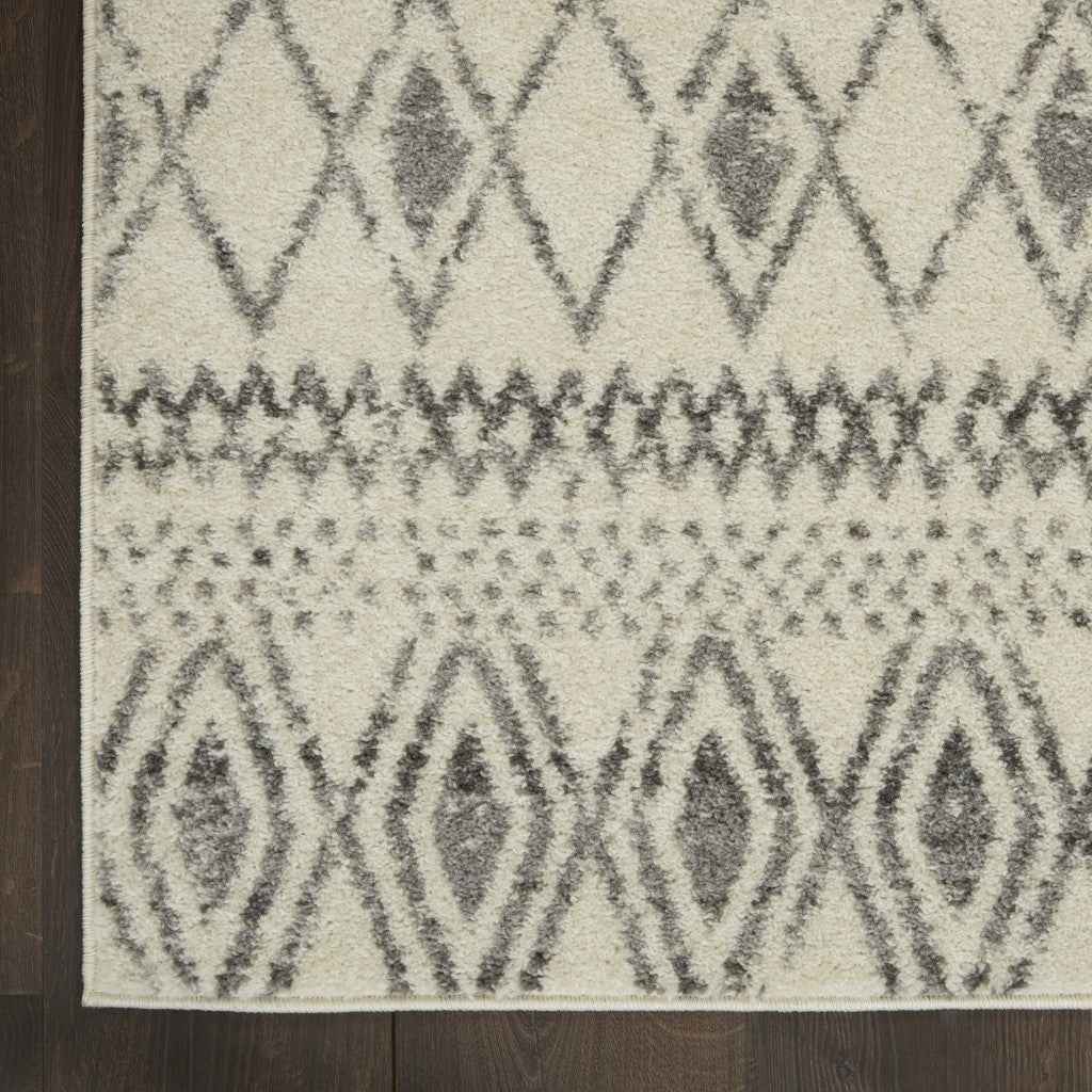 5' X 7' Gray Geometric Berber Power Loom Area Rug