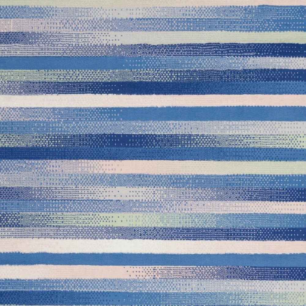 6' X 9' Blue And White Striped Dhurrie Area Rug