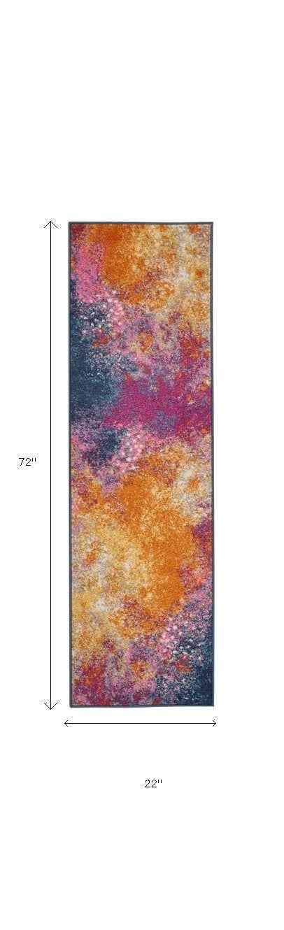 6' Sunset Abstract Power Loom Runner Rug