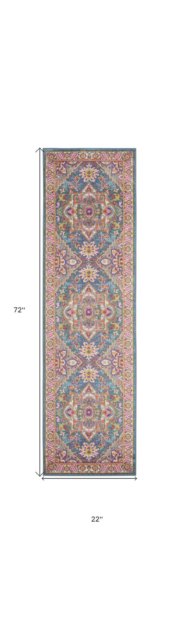 6' Teal Blue Power Loom Runner Rug Default Title