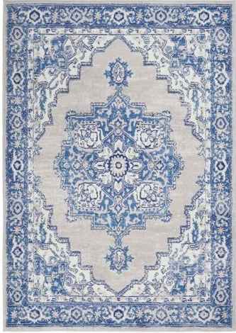 4' X 6' Blue Gray Floral Dhurrie Area Rug