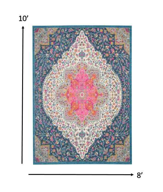 8' X 10' Teal Blue Power Loom Area Rug