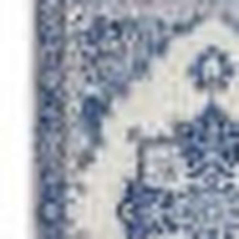 6' X 9' Blue And Ivory Floral Dhurrie Area Rug