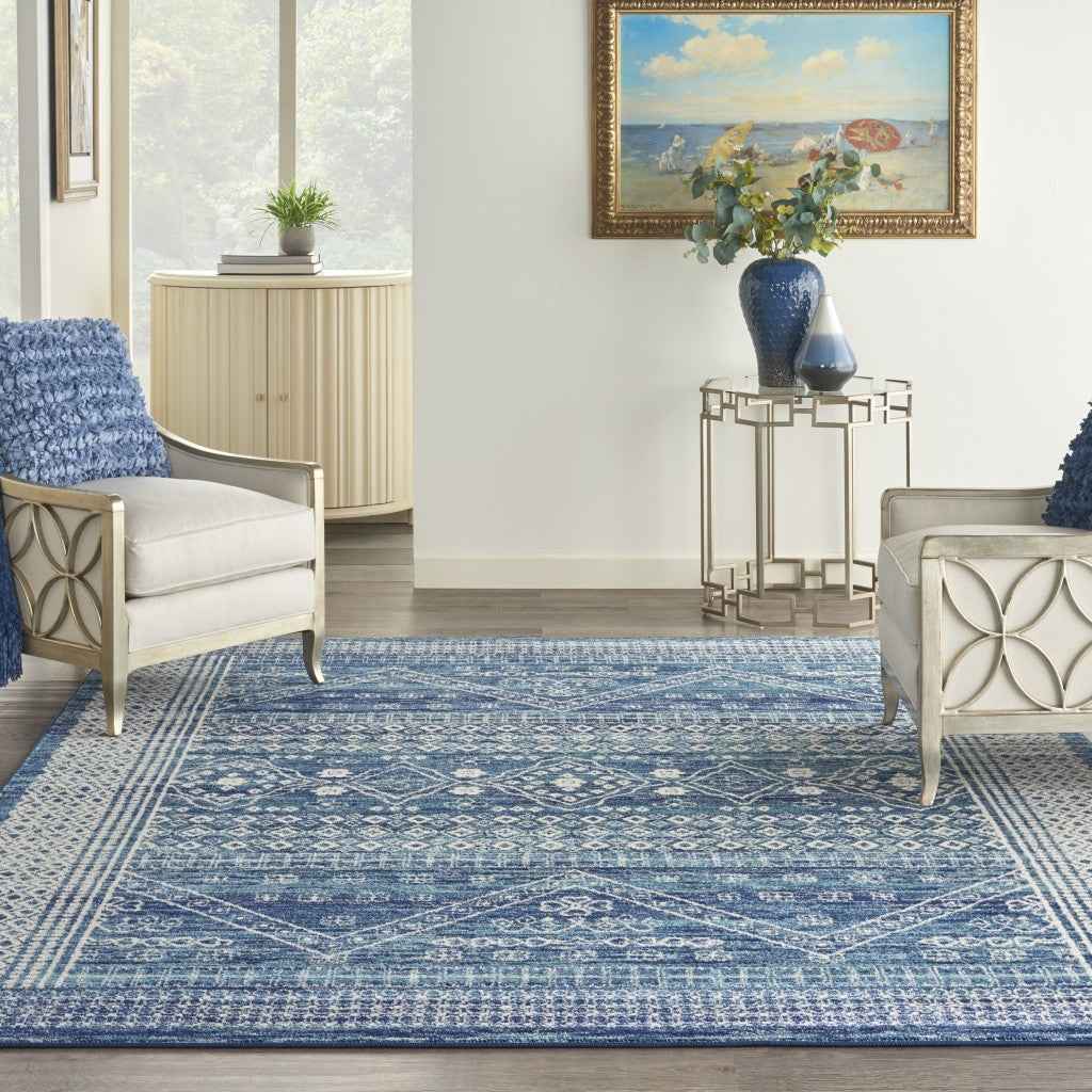 7' X 10' Navy Blue Power Loom Area Rug