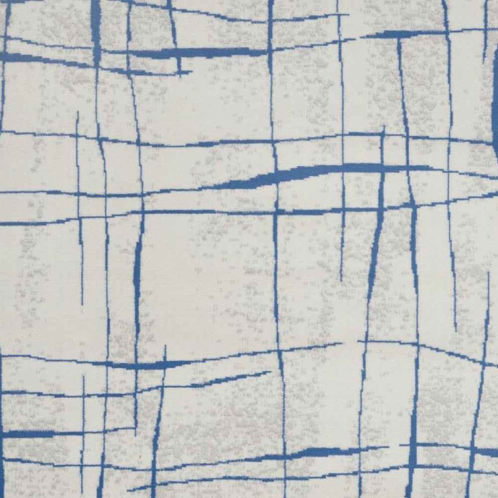 5' X 7' Blue And Ivory Abstract Dhurrie Area Rug
