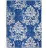 4' X 6' Blue And Ivory Floral Dhurrie Area Rug