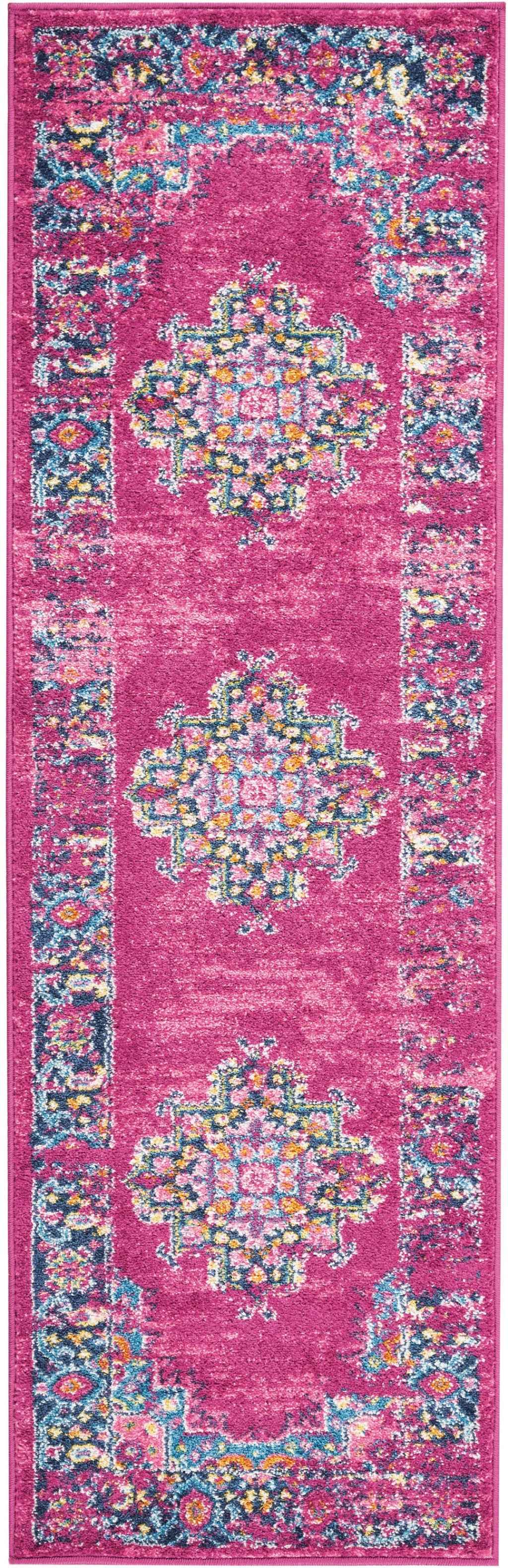 6' Fuchsia Power Loom Runner Rug