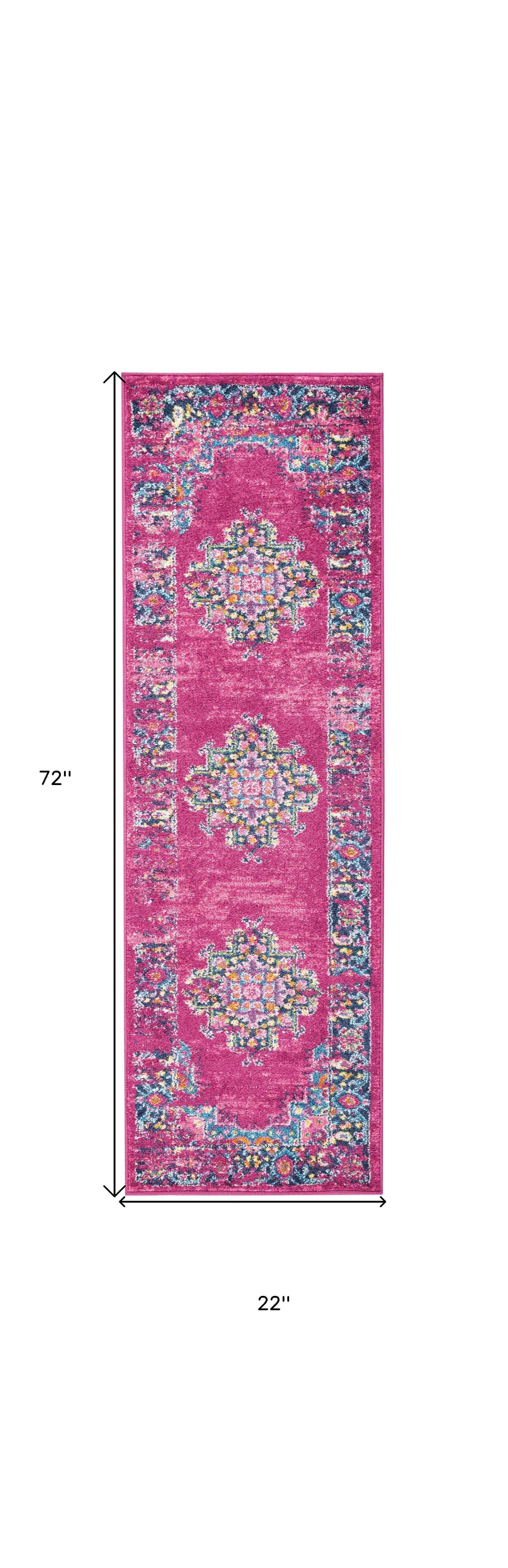 6' Fuchsia Power Loom Runner Rug