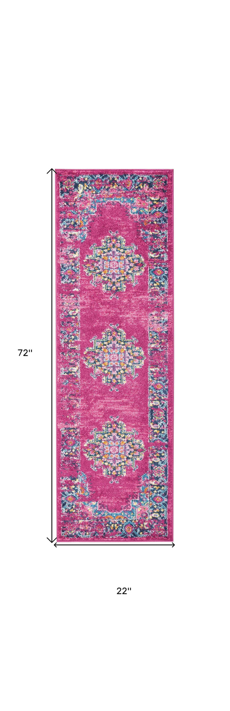 6' Fuchsia Power Loom Runner Rug