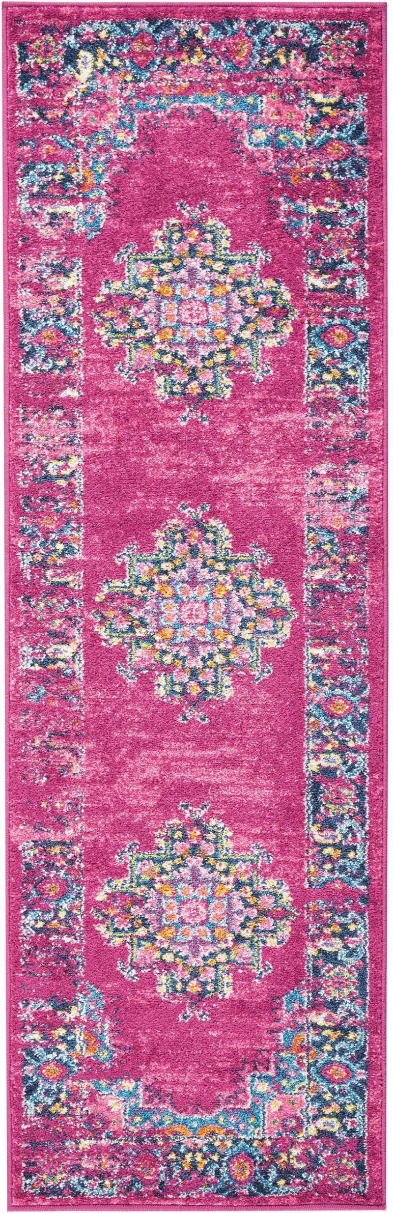 6' Fuchsia Power Loom Runner Rug