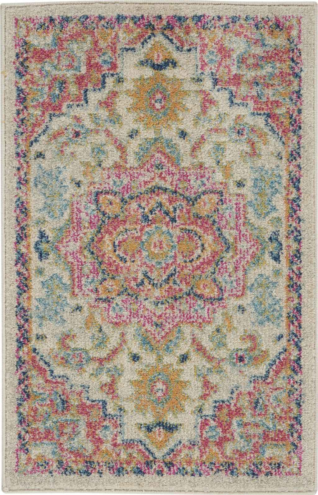2' X 3' Pink And Ivory Southwestern Dhurrie Area Rug