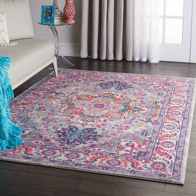 5' X 7' Pink And Gray Power Loom Area Rug