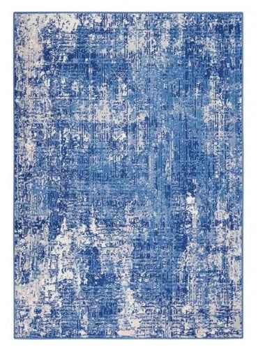6' X 9' Blue And Ivory Abstract Dhurrie Area Rug