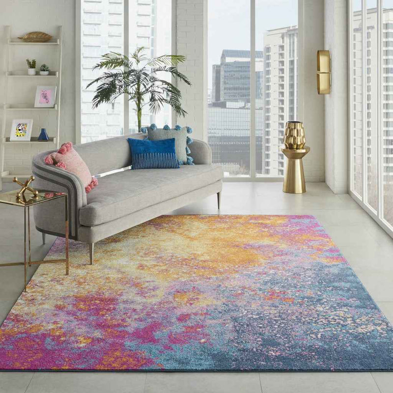 7' X 10' Sunset Abstract Power Loom Area Rug