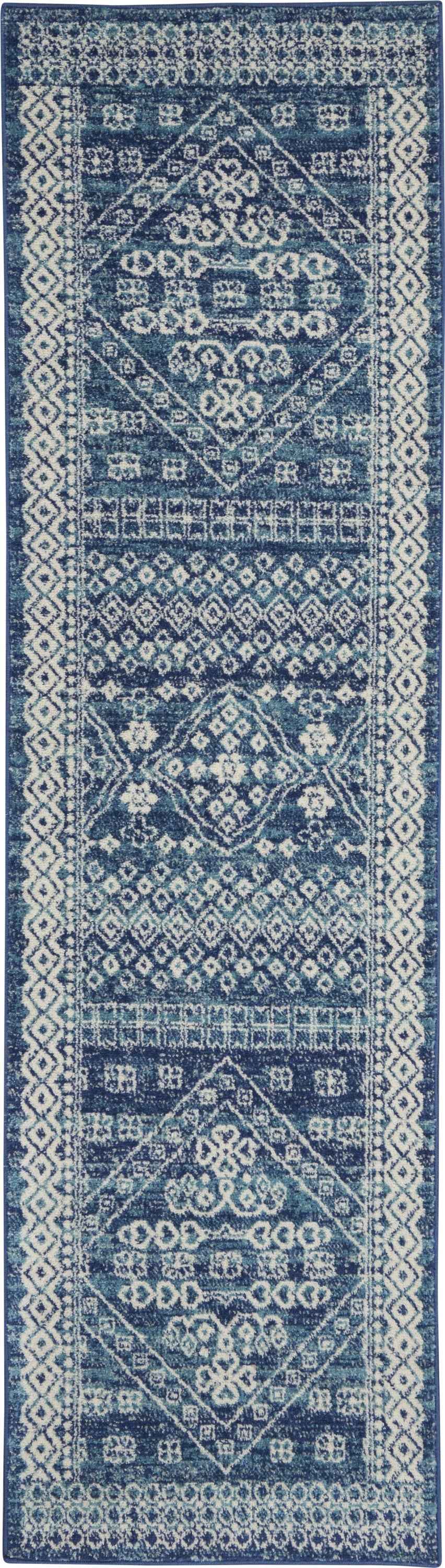 8' Navy Blue Power Loom Runner Rug