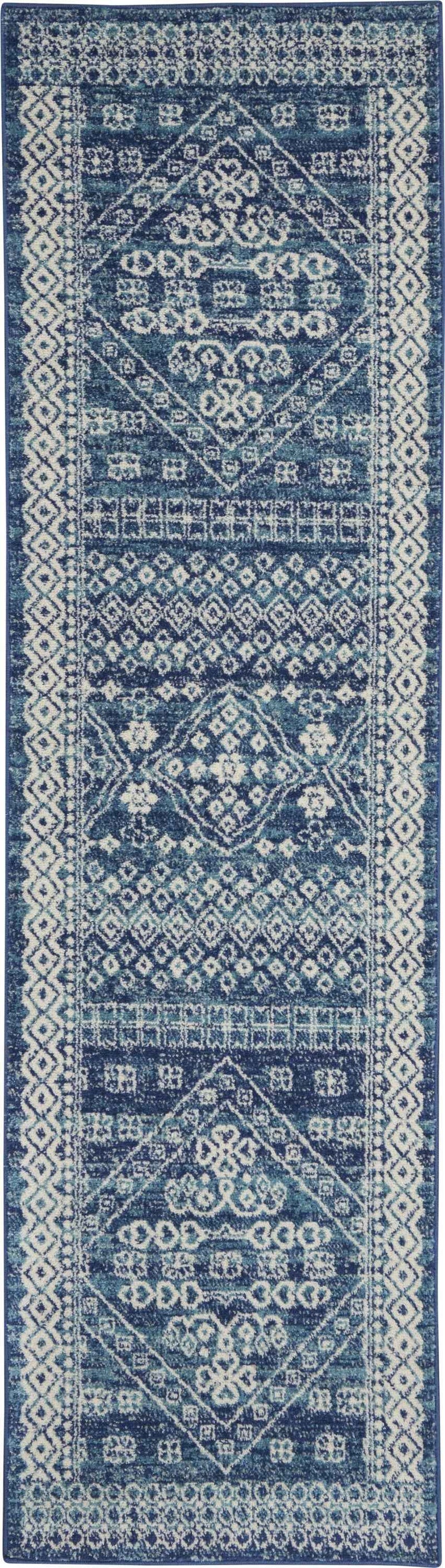 8' Navy Blue Power Loom Runner Rug