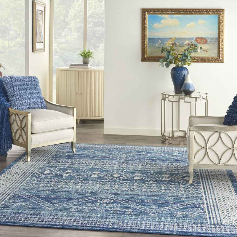 8' X 10' Navy Blue Power Loom Area Rug