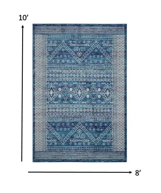 8' X 10' Navy Blue Power Loom Area Rug