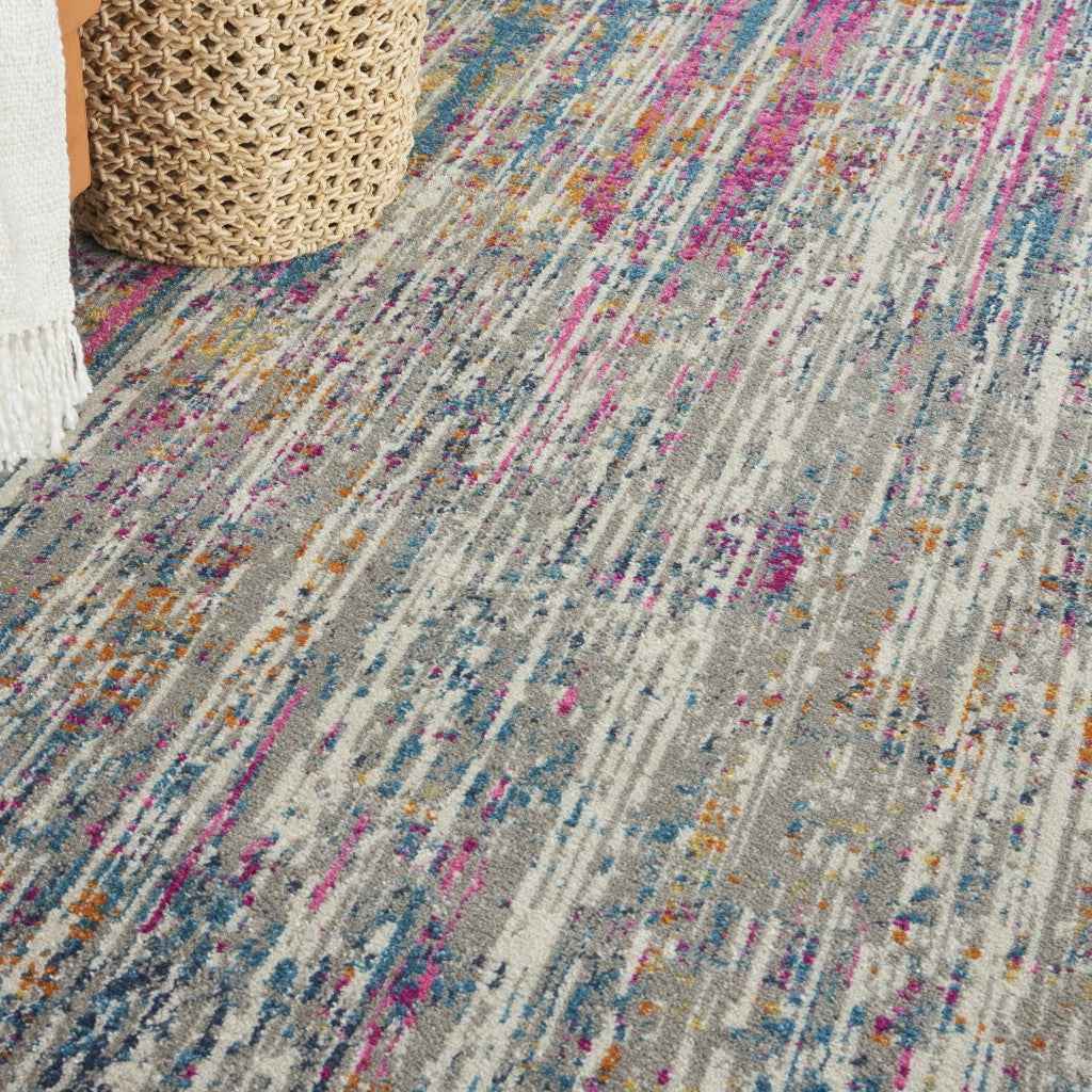 7' X 10' Pink And Ivory Abstract Power Loom Area Rug