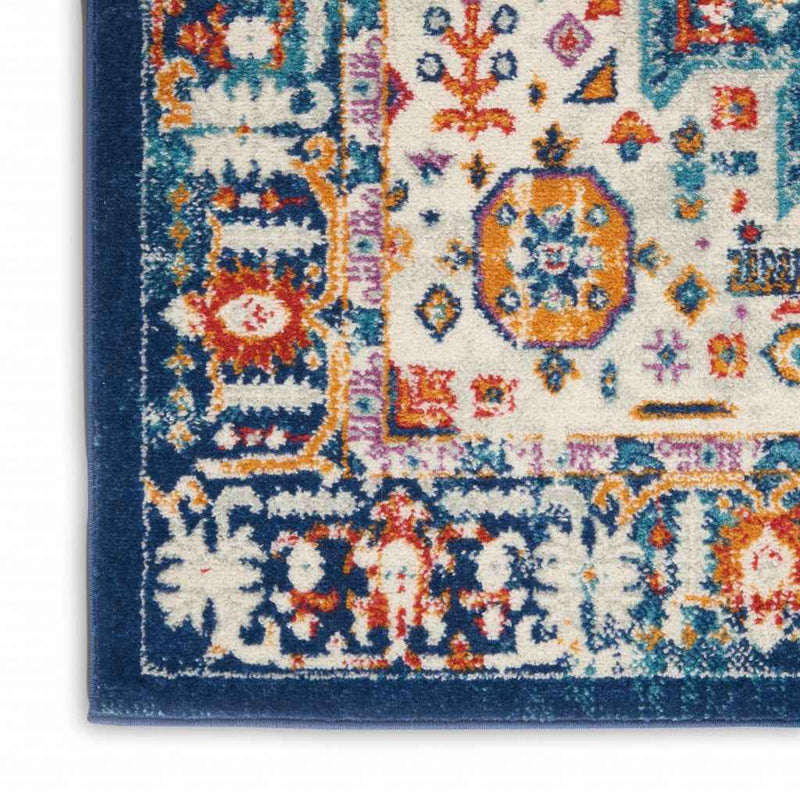 2’ X 3’ Blue And Ivory Medallion Scatter Rug