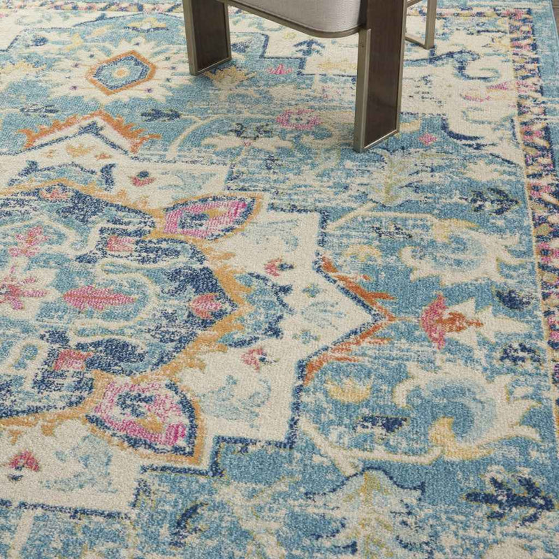 8' X 10' Blue And Ivory Dhurrie Area Rug