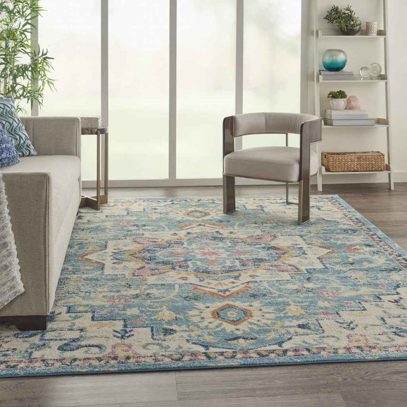 8' X 10' Blue And Ivory Dhurrie Area Rug