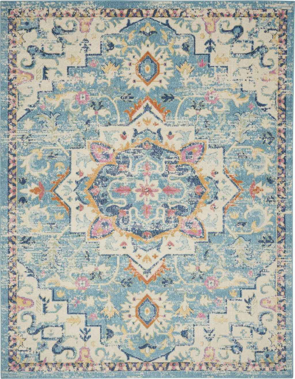 8' X 10' Blue And Ivory Dhurrie Area Rug