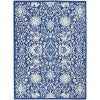 6' X 9' Navy Blue Floral Dhurrie Area Rug