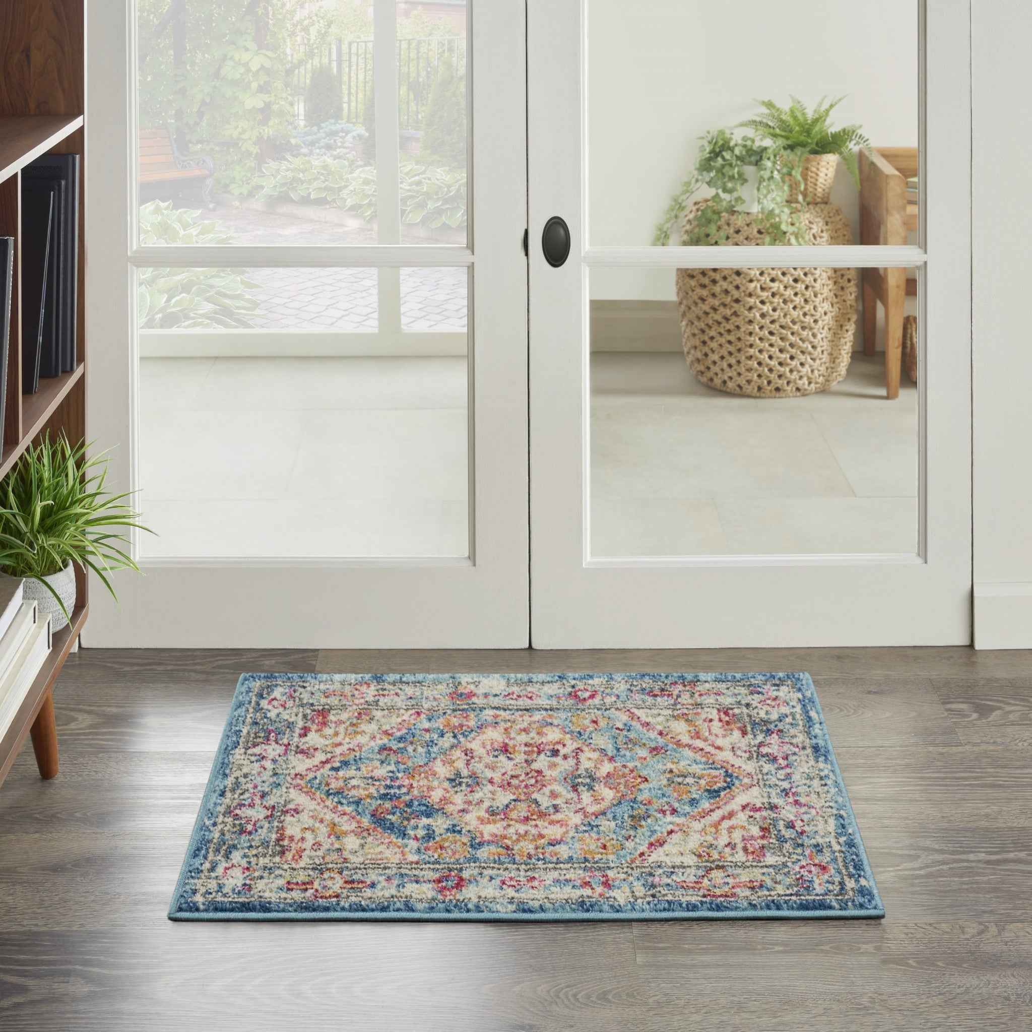 2' X 3' Blue And Ivory Power Loom Area Rug
