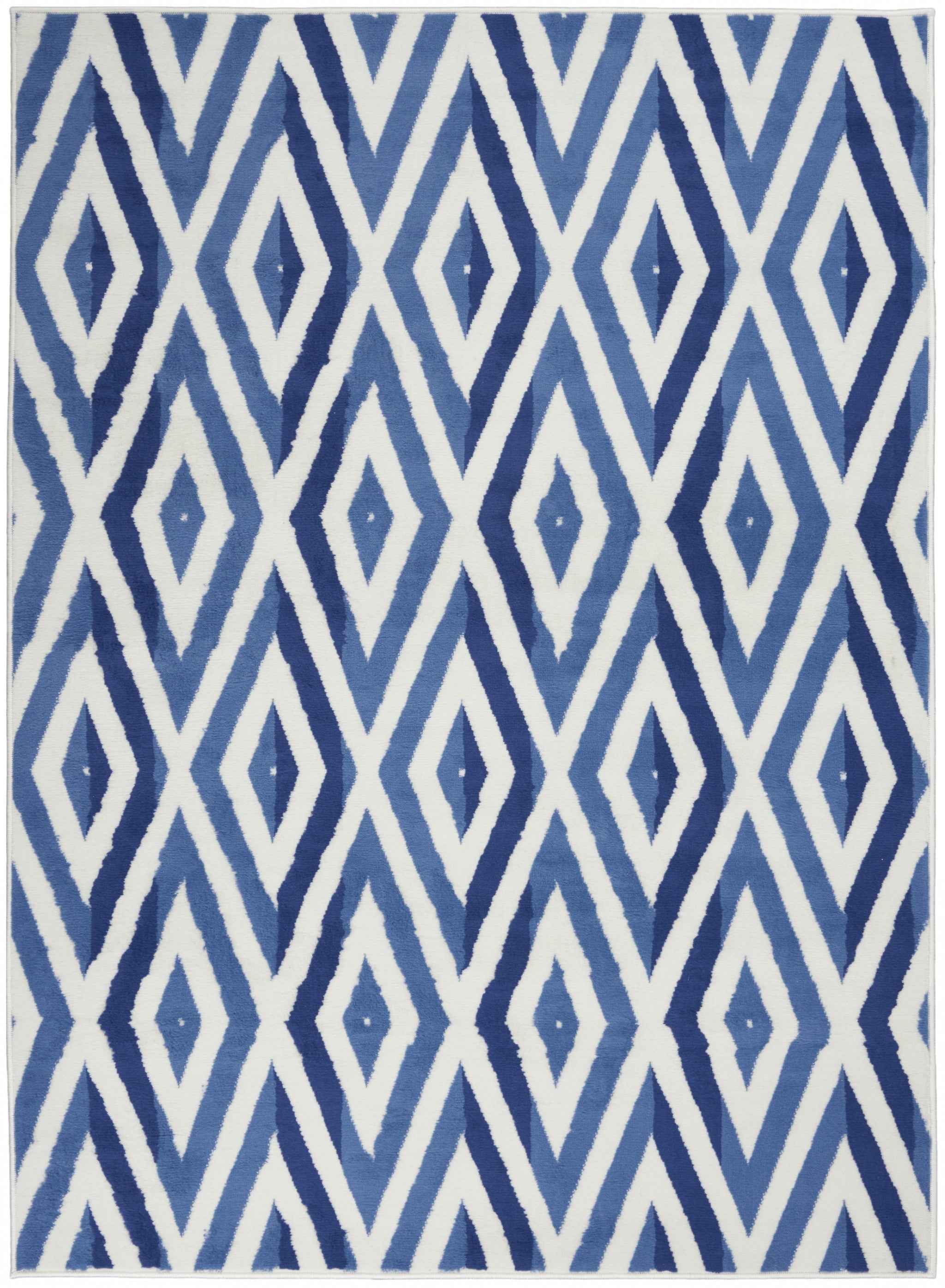 4' X 6' Blue And Ivory Geometric Dhurrie Area Rug