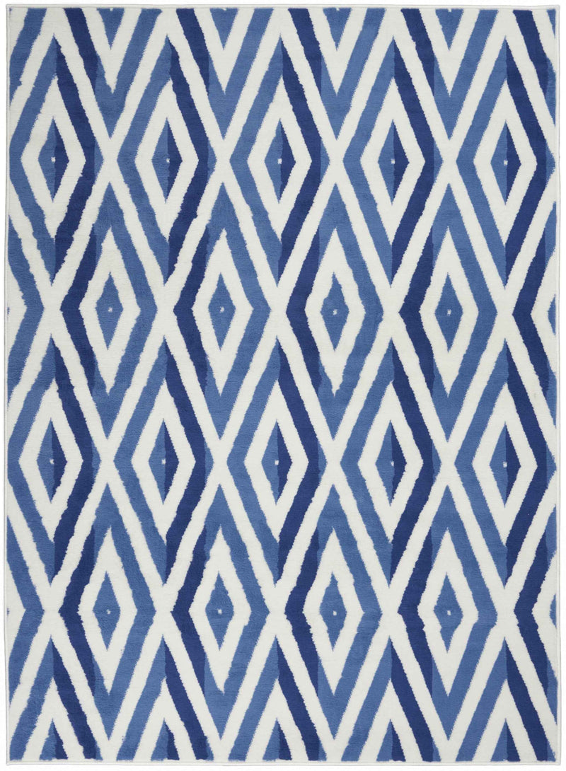 4' X 6' Blue And Ivory Geometric Dhurrie Area Rug